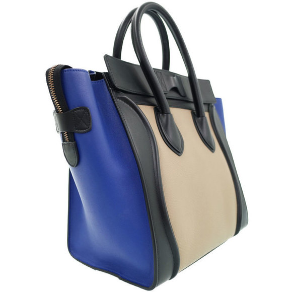 Celine Handbag Black Blue Luggage Tote Mini Tan - Picture 1 of 9